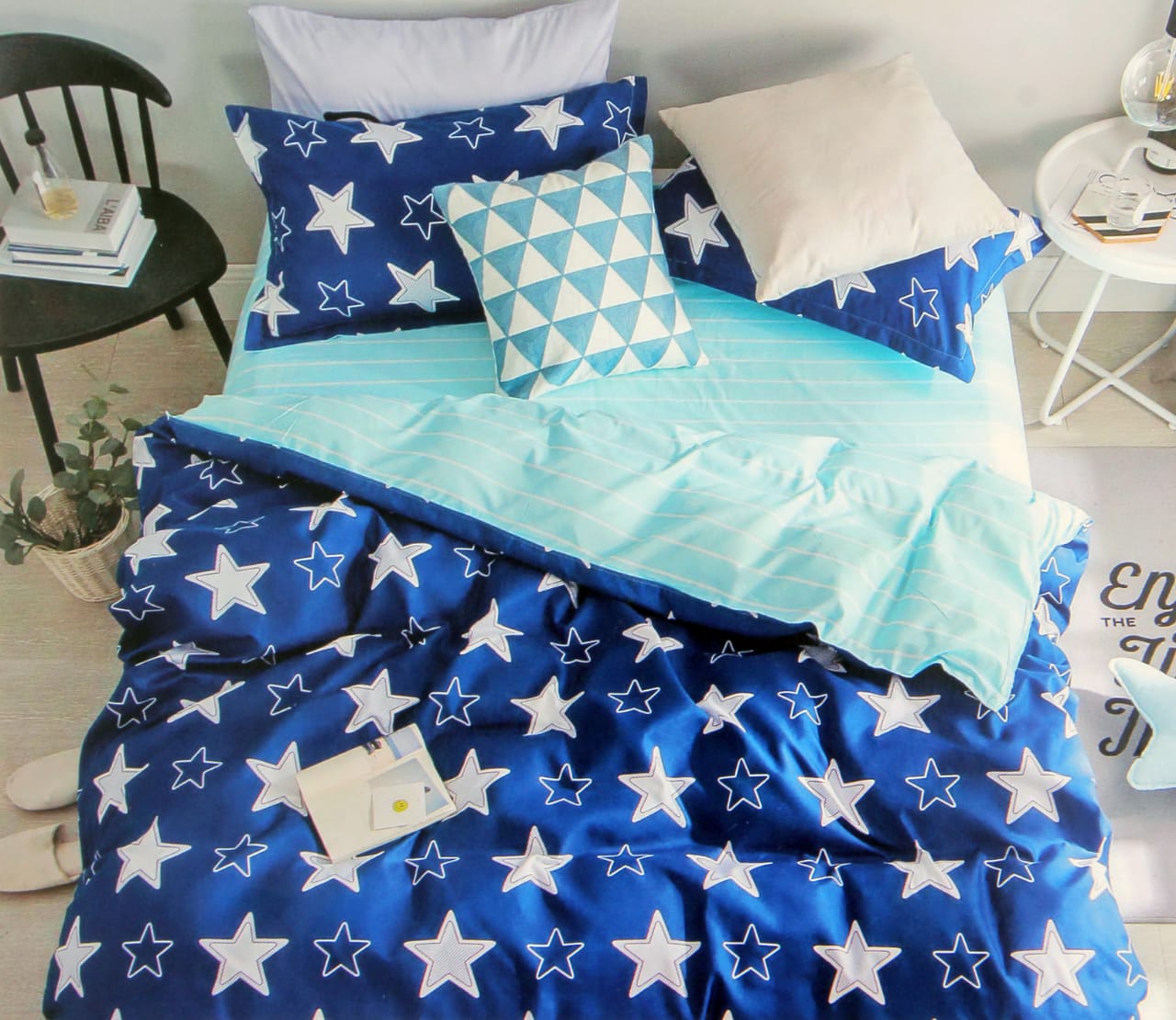 Starry Night - Nirisha Super Soft Quality Microfiber Double Bedsheet With Pillow Covers